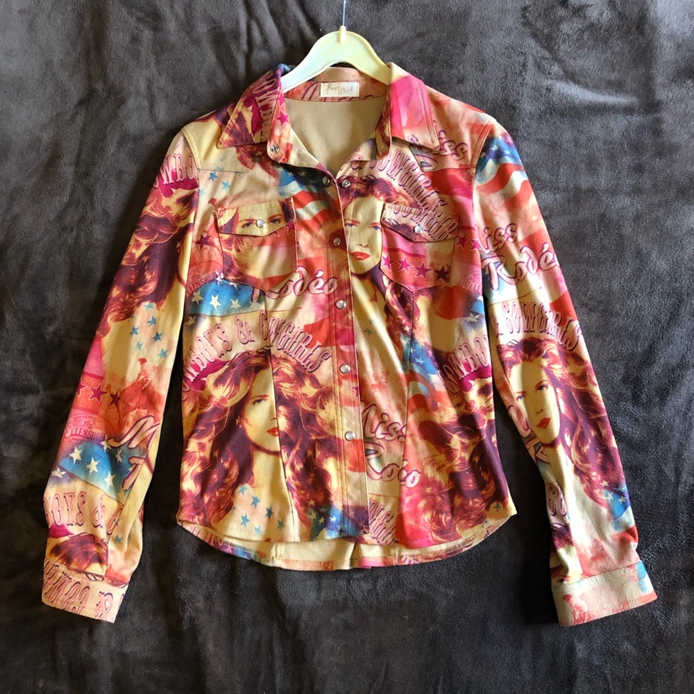Women’s Western Pearl Snap Graffiti Shirt